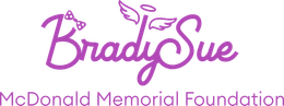 A purple logo for brady sue mcdonald memorial foundation