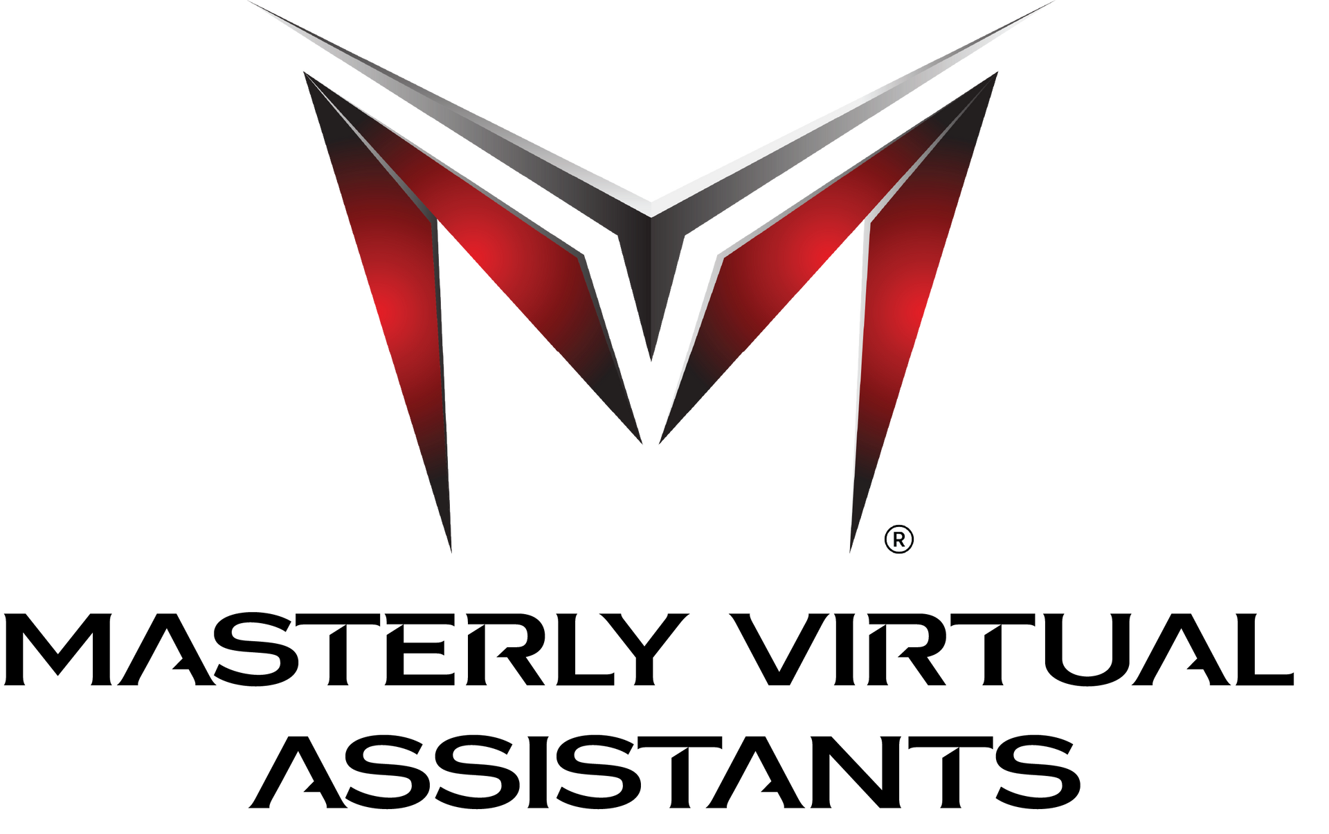 Logo for Masterly Virtual Assistants: stylized red and gray 