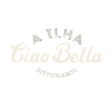 Logotipo do Ciao Bella Ristorante com texto estilizado e um pequeno emblema de veleiro.
