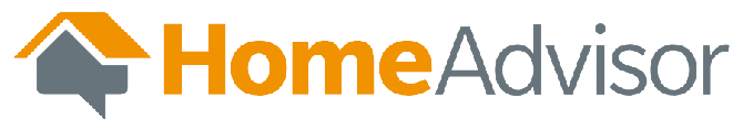 A logo for home advisor with an arrow pointing up