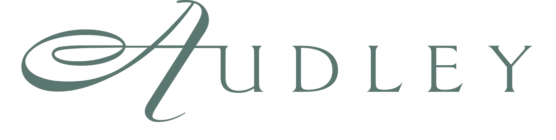 Stylized “Audley” logo in light green script on a white background