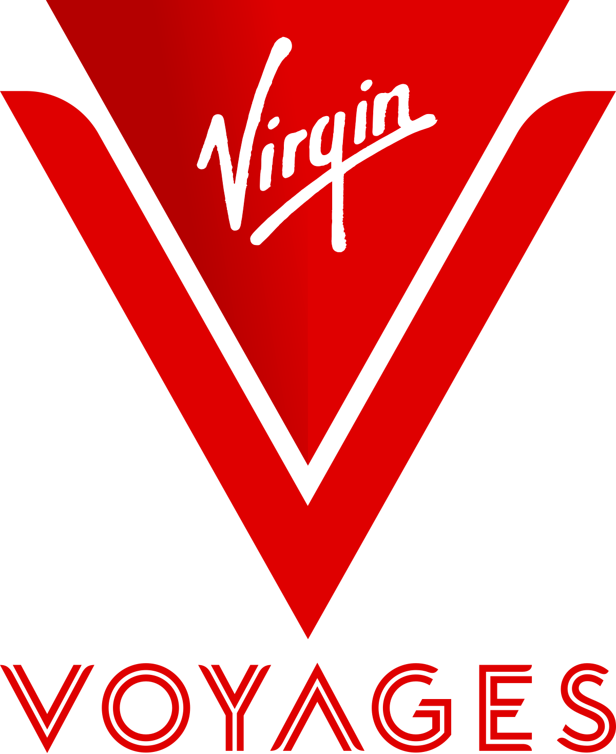 Virgin Voyages logo: red stylized V with “Virgin” above and “VOYAGES” below on a white background