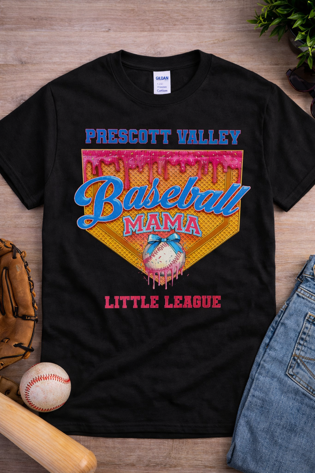 Baseball Mama Drip Black T-Shirt