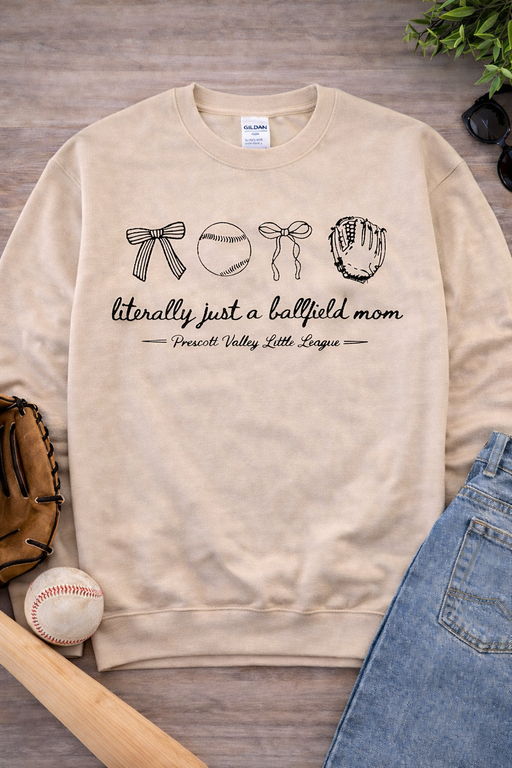 Literally Just A Ballfield Mom Sandstone Crewneck