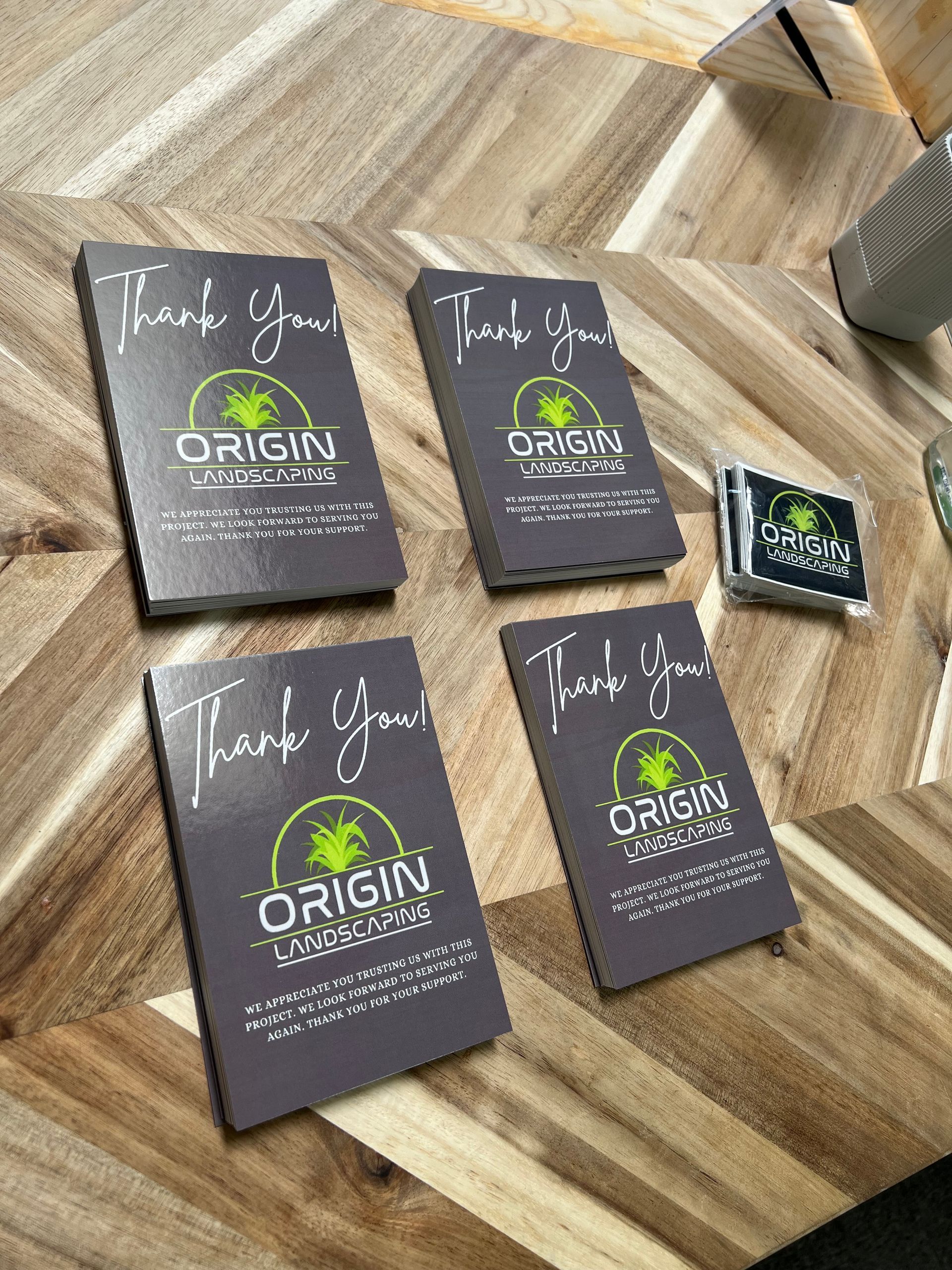 Four gray cards with 