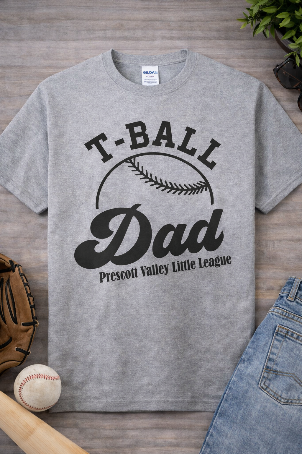 T-Ball Dad Black Baseball Athletic Grey T-Shirt
