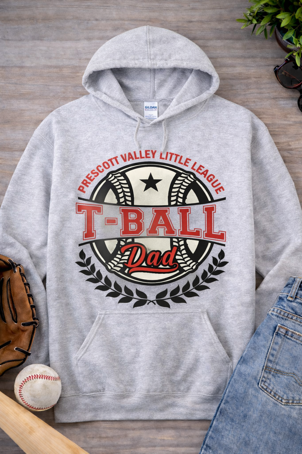 T-Ball Dad Detailed Baseball Athletic Grey T-Shirt