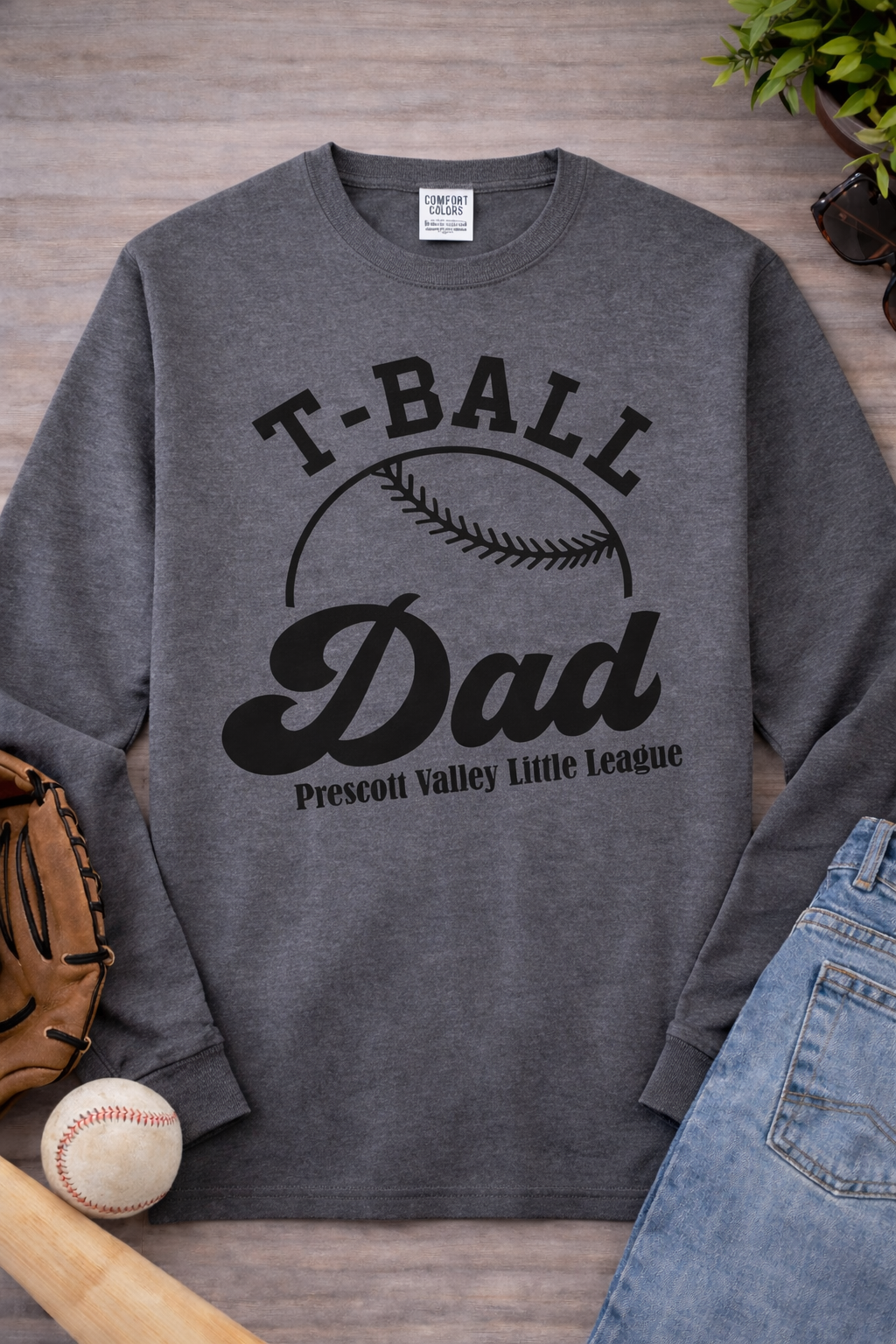 T-Ball Dad Black Baseball Athletic Grey T-Shirt