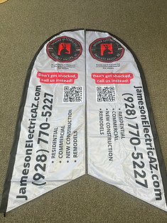 Double-sided banner for Jameson ElectricAZ, a residential, commercial, and remodeling electrical service.