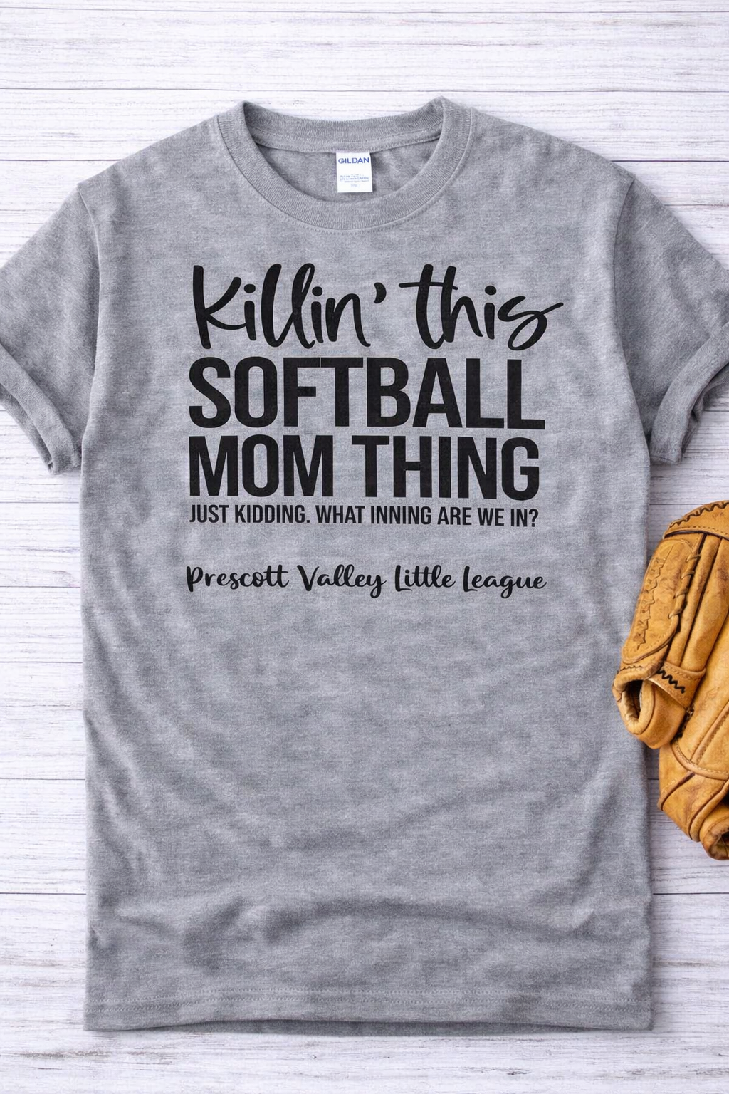 "Killin' this Softball Mom Thing" T-Shirt - grey