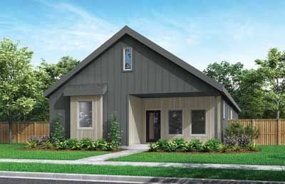 rendering of a one-story countryside home plan