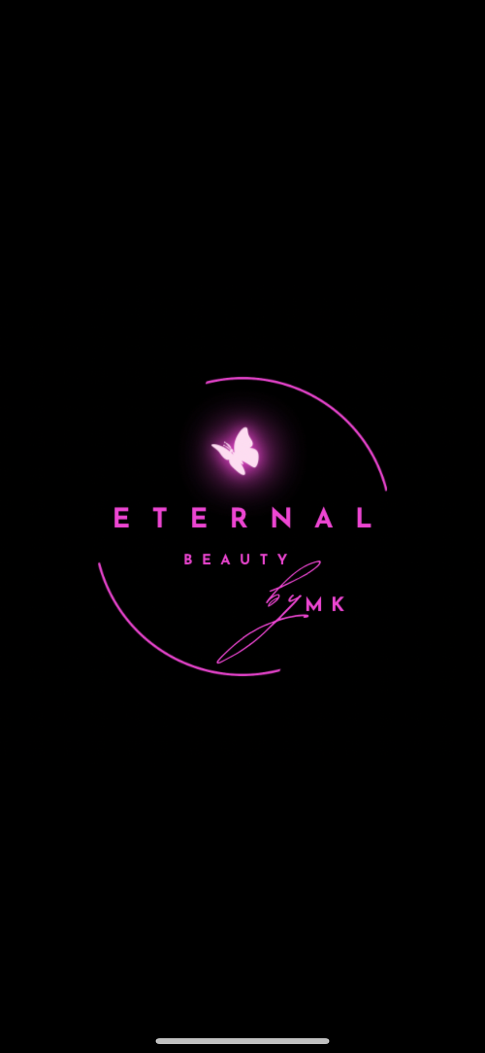Pink neon circular logo reading “ETERNAL” on a black background.