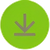Cerchio verde con icona di download a forma di freccia grigia