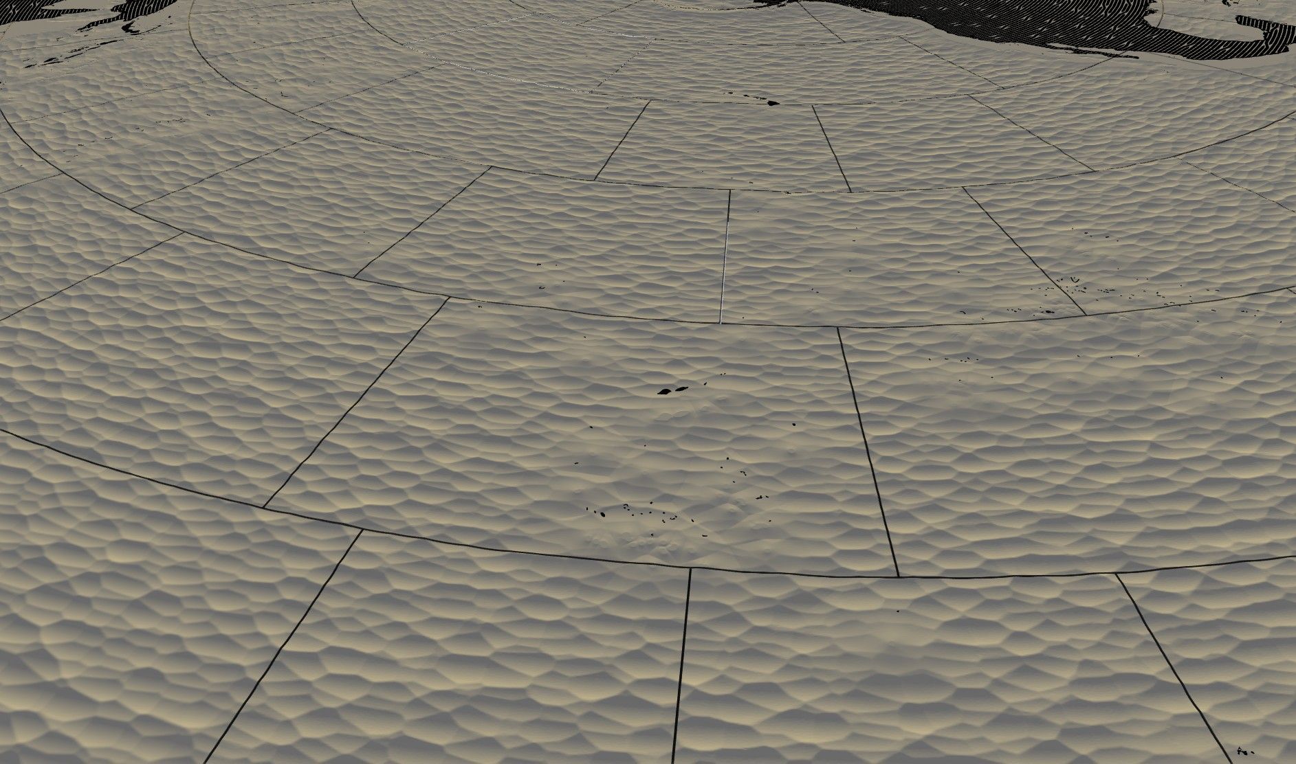 A close-up view of the textured pavers representing the South Pacific islands in the high-resolution rendering of Peace Corps Park's world map