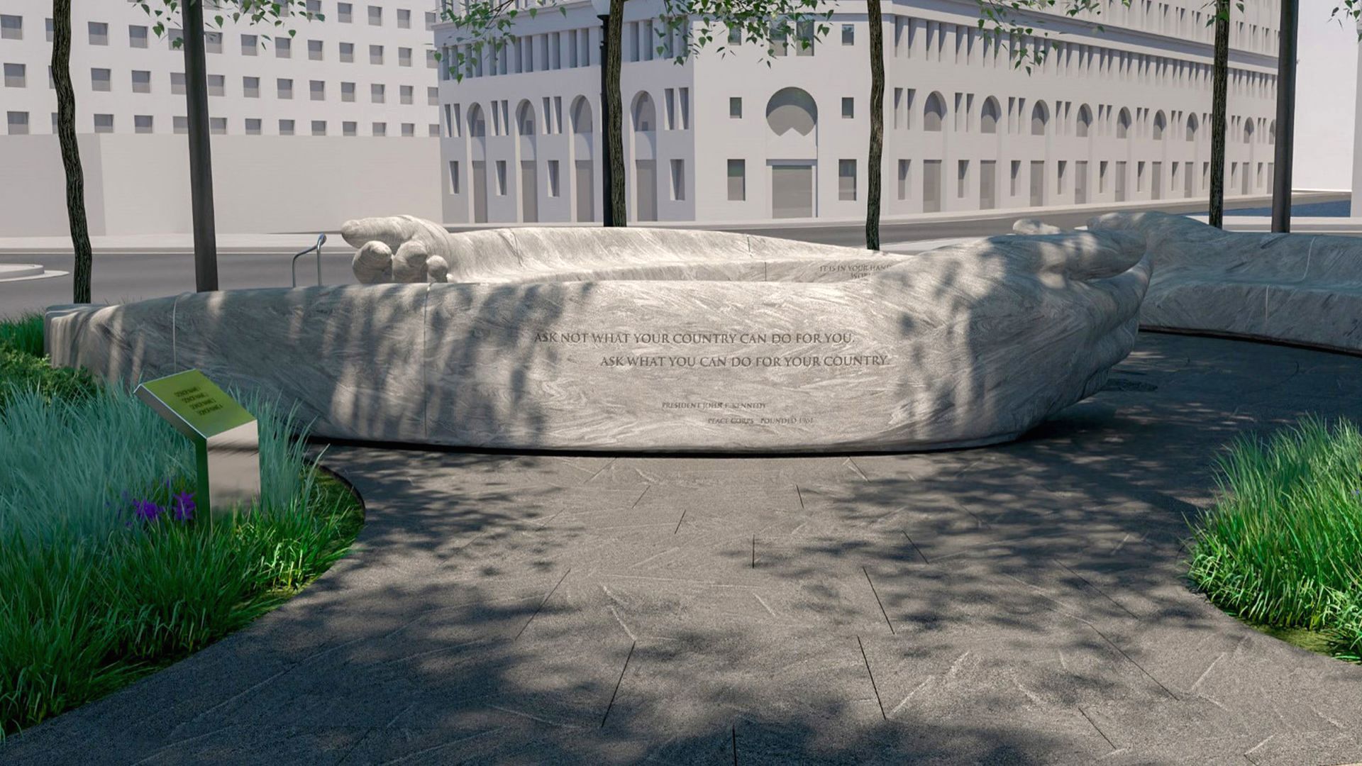 A rendering of Peace Corps Park's design shows how the Park will look once built.