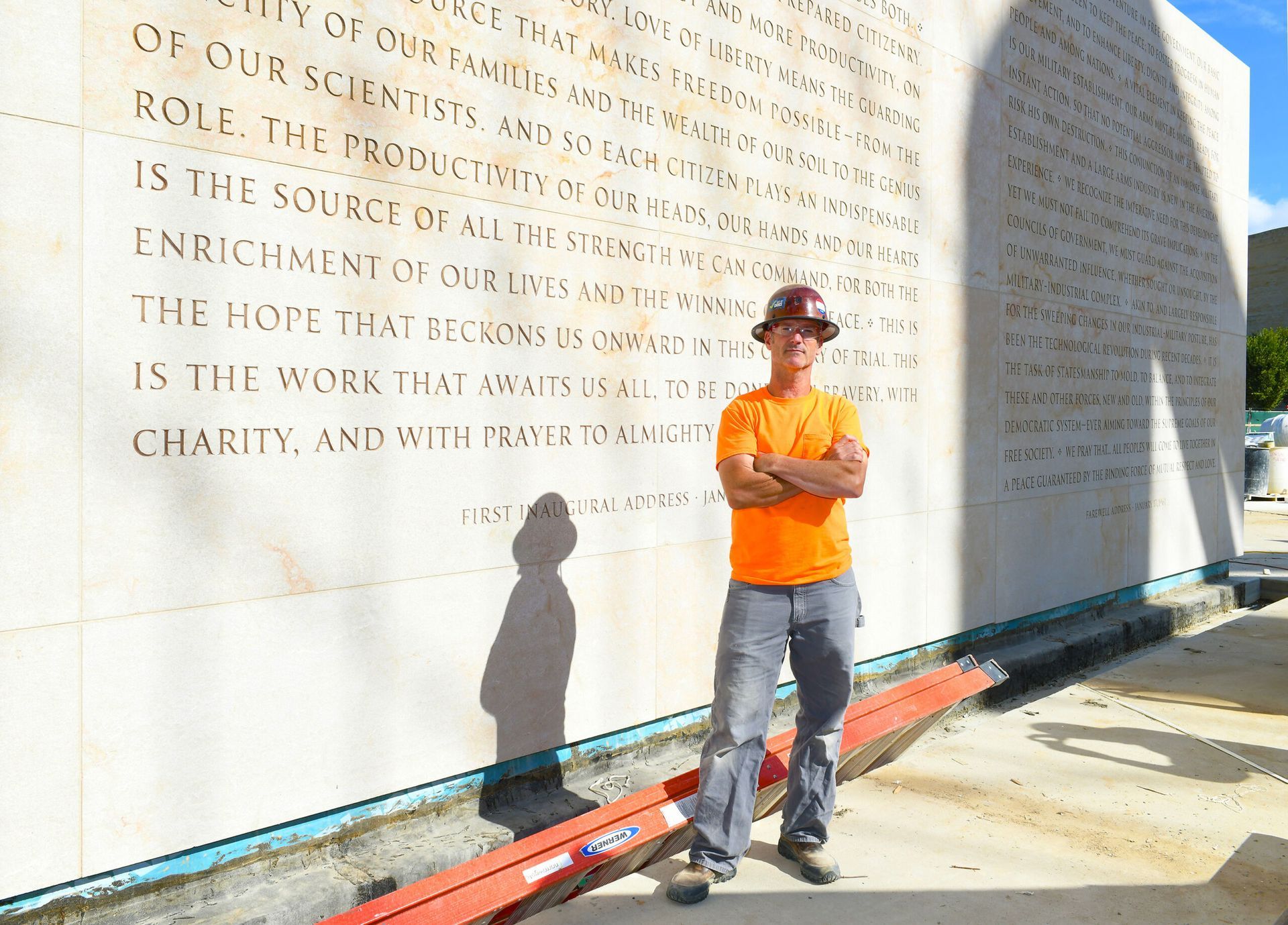 An image of Nick Benson in front of the Dwight D. Eisenhower Memorial in Washington, D.C.