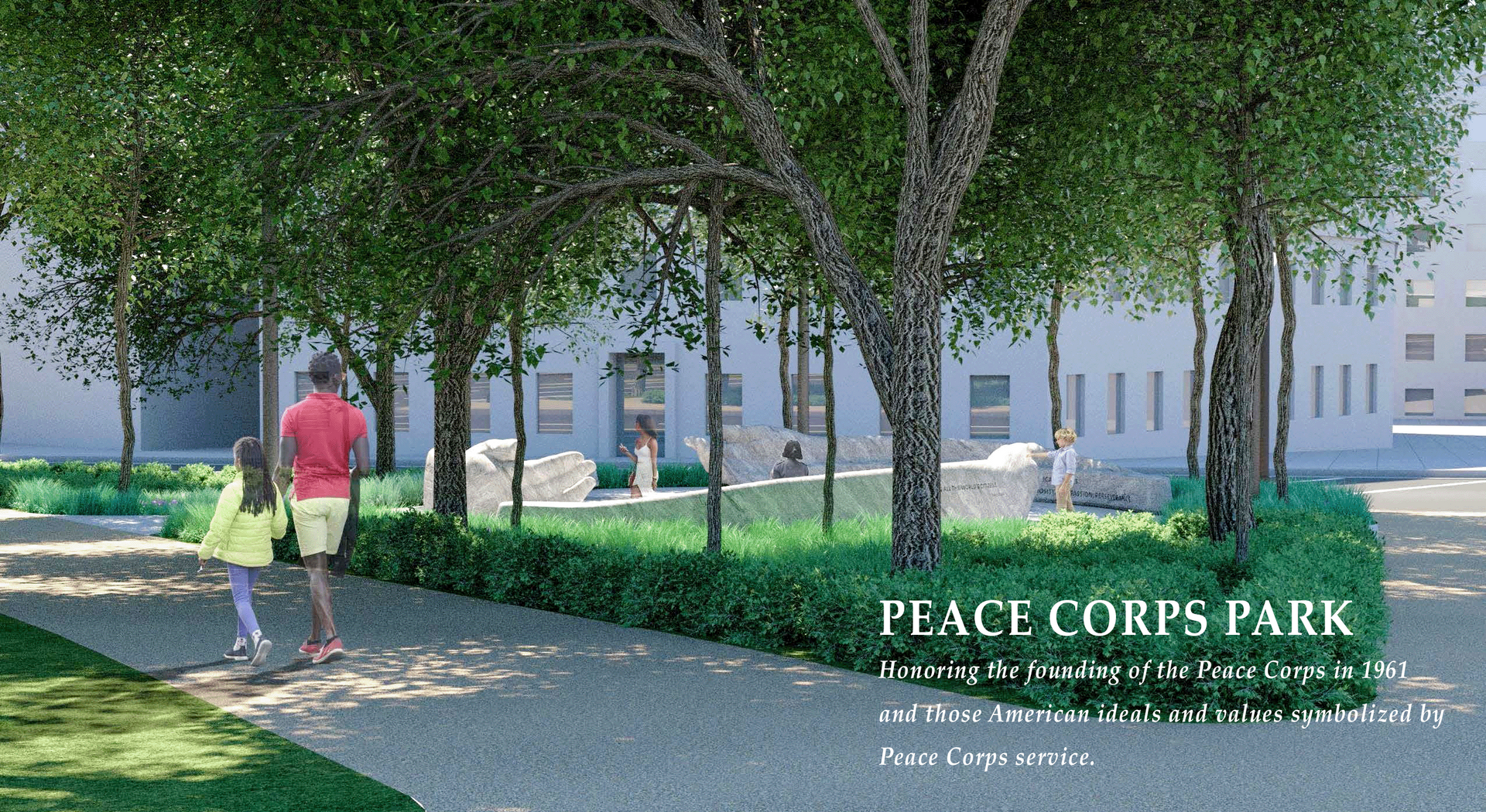 A rendering of Peace Corps Park in Washington, D.C.
