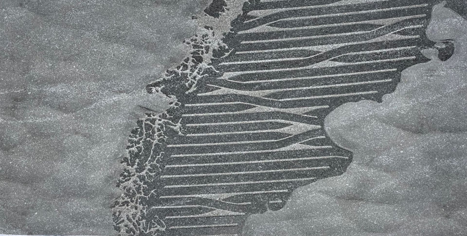 A close-up rendering of the textured granite that will be applied to the landmasses of the world map