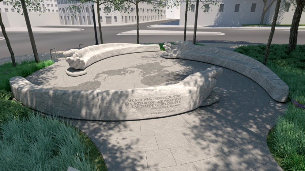 A rendering of Peace Corps Park's design shows how the Park will look once built.