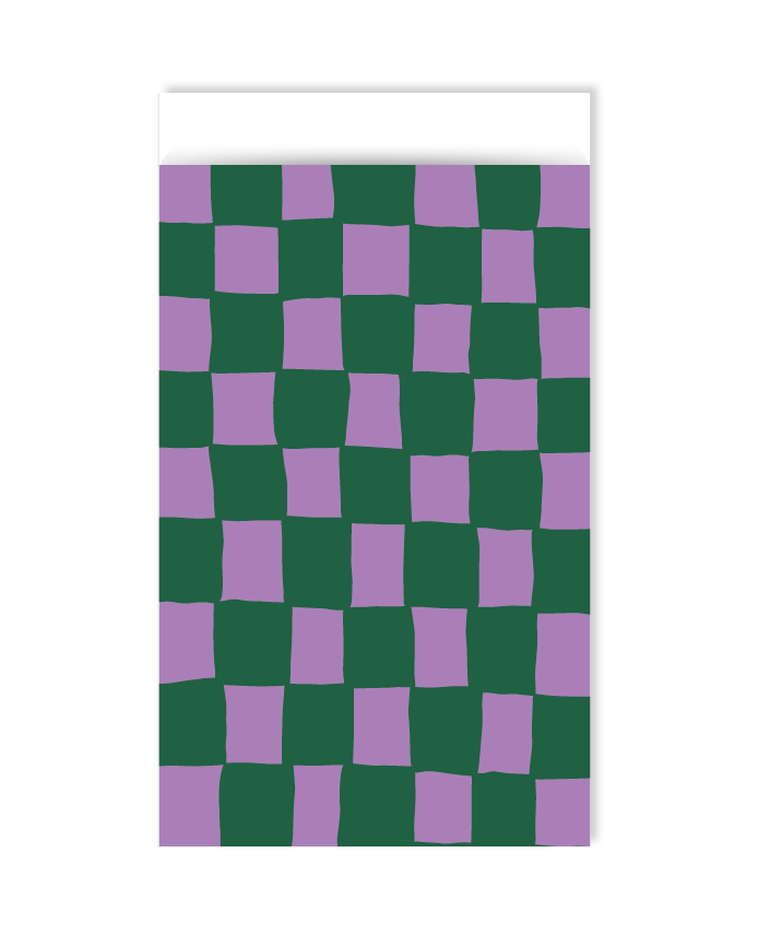 Cadeauzakjes geblokt paars/groen