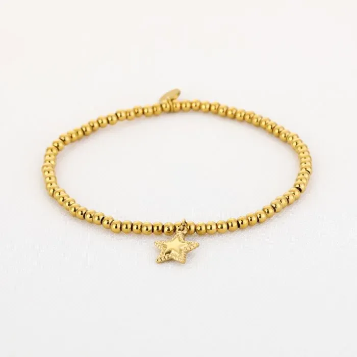 Gouden kralenarmband met ster