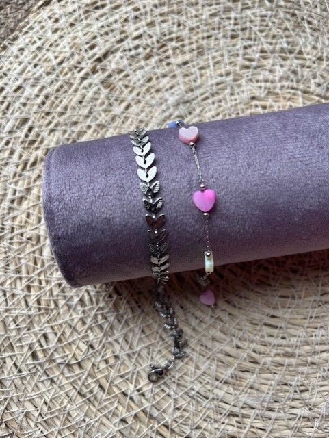 Armband gekleurde harten zilver