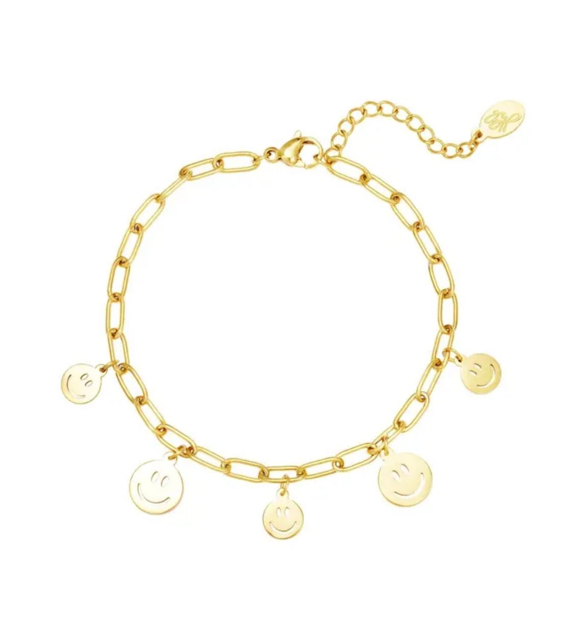 Armband smiley goud of zilver