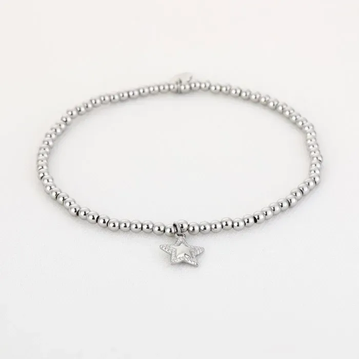 Zilveren kralen armband met ster