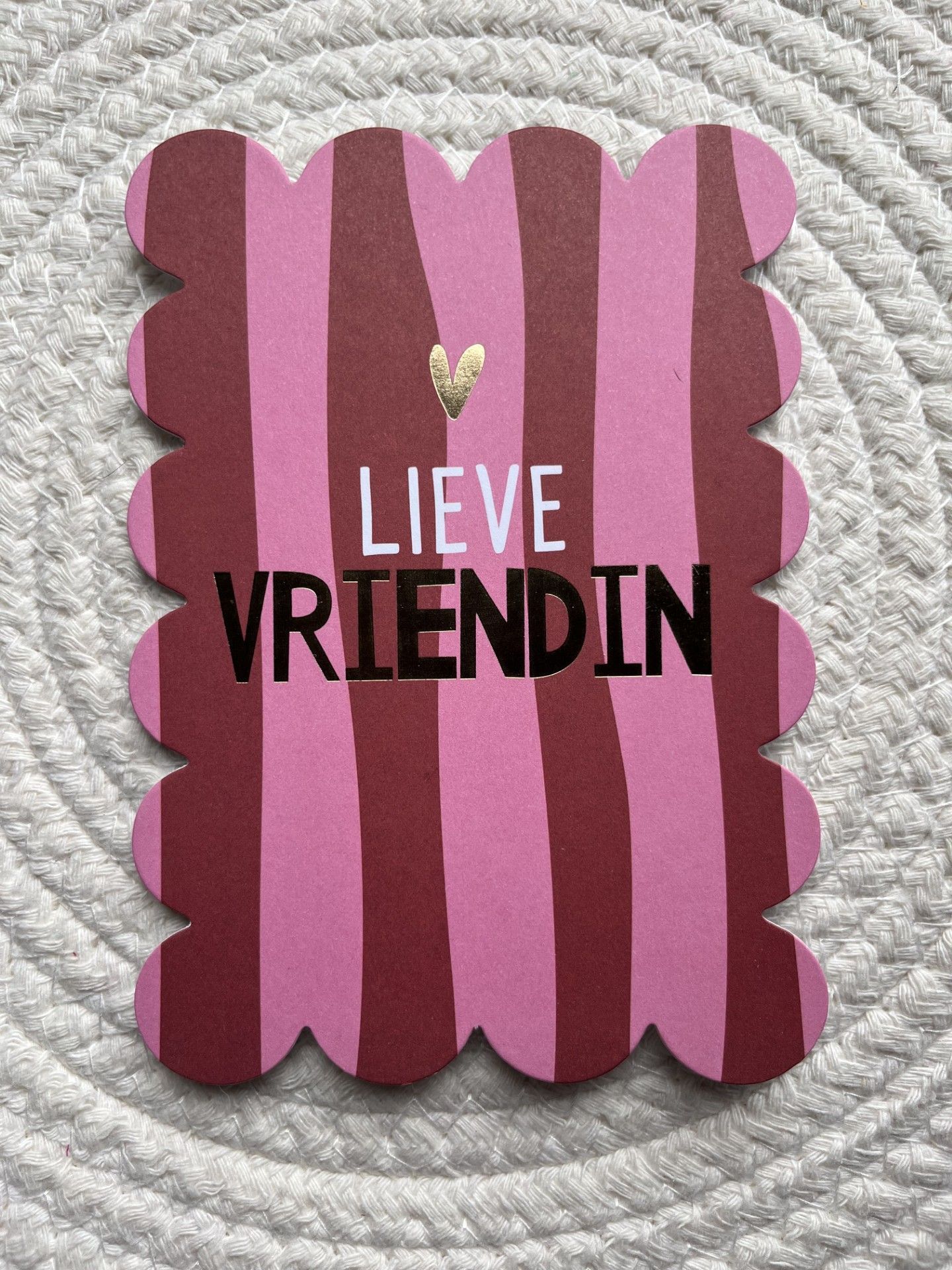 Kaart lieve vriendin gestreept