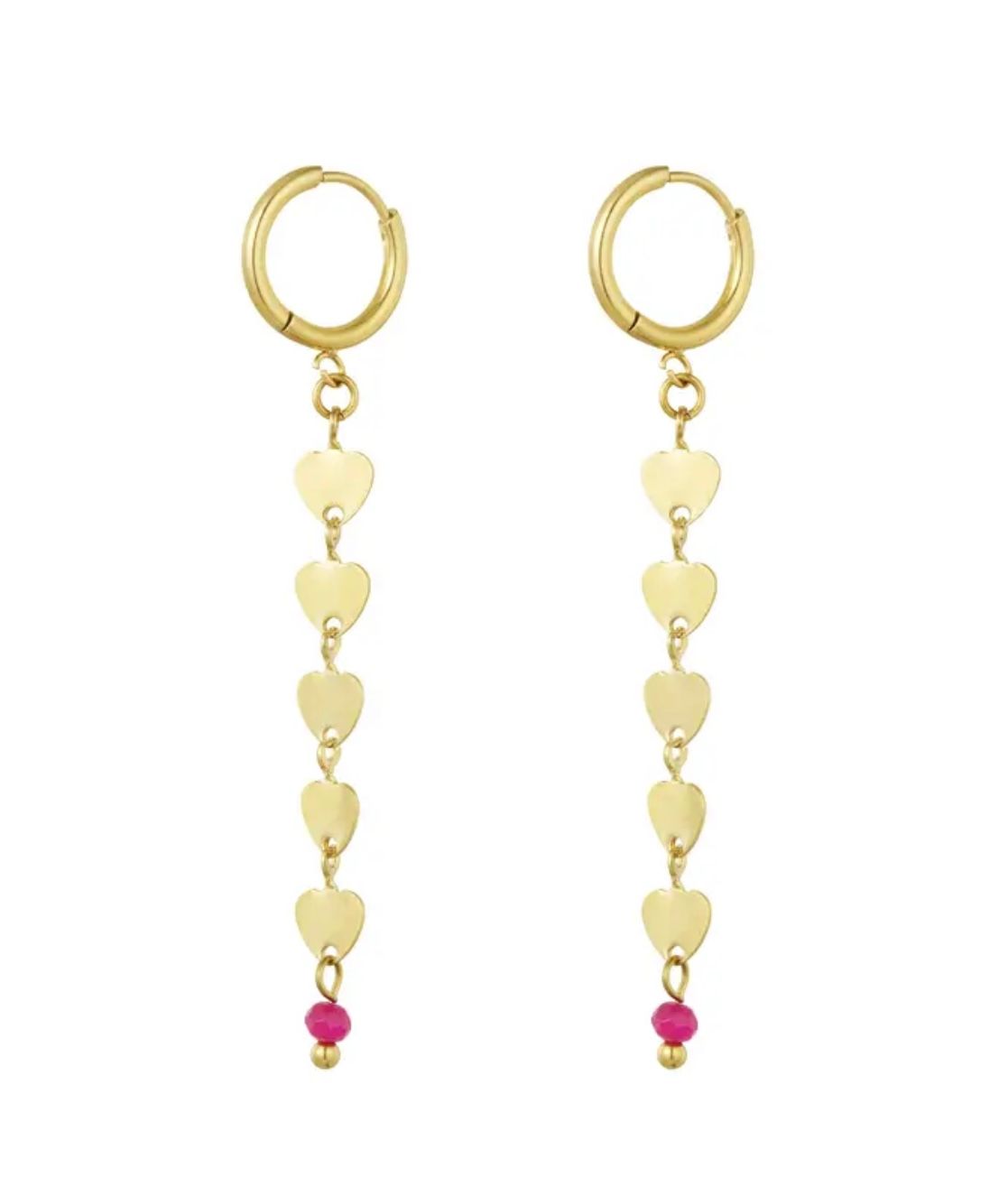 Oorbellen hartjes met roze