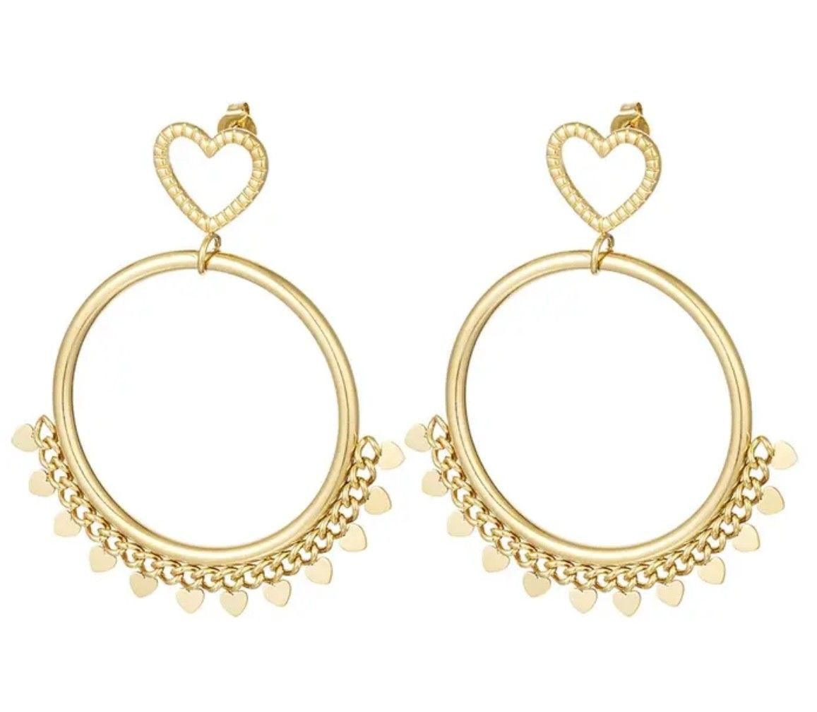 Oorbellen hearts goud of zilver