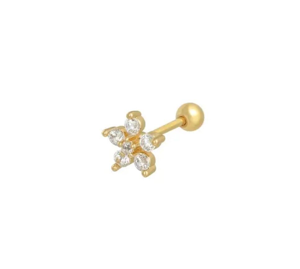 Piercing flower goud of zilver