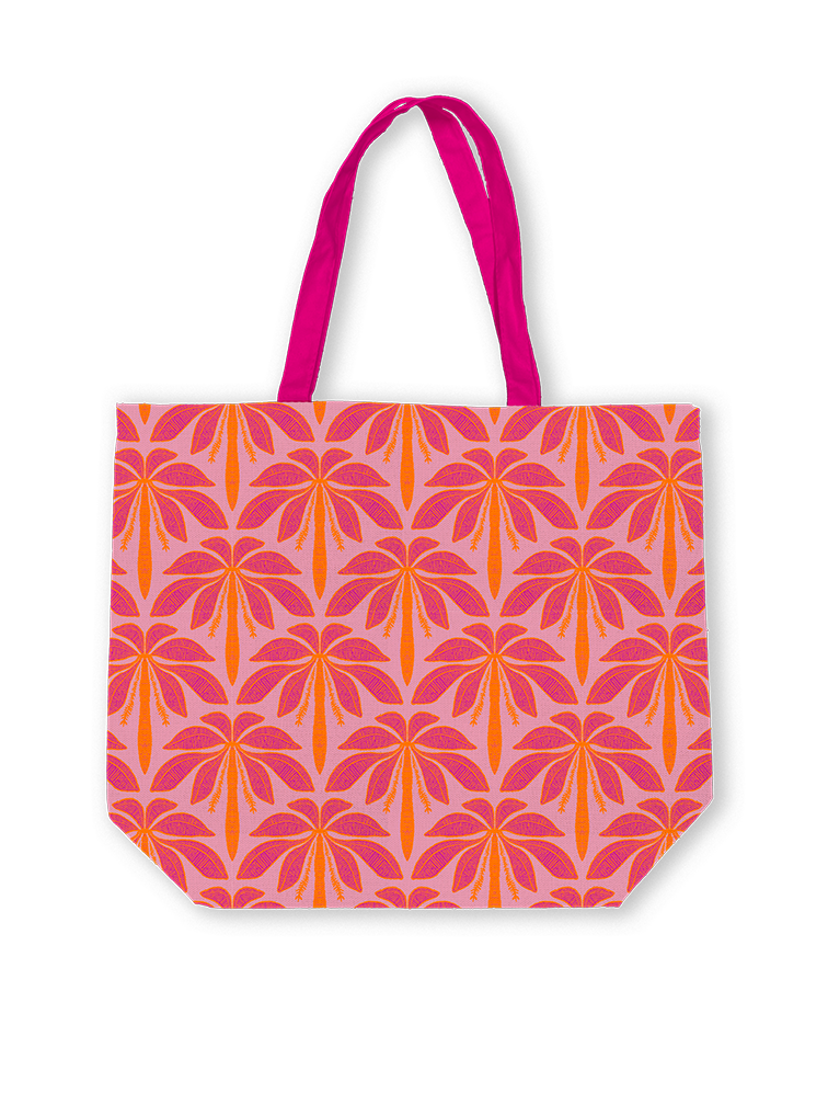 Tas palmbomen oranje/roze