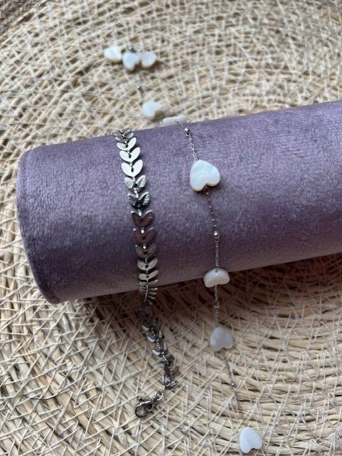 Armband wit hart zilver