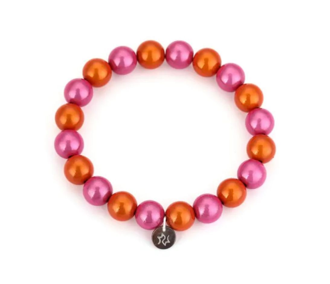 Kralenarmband orange mix
