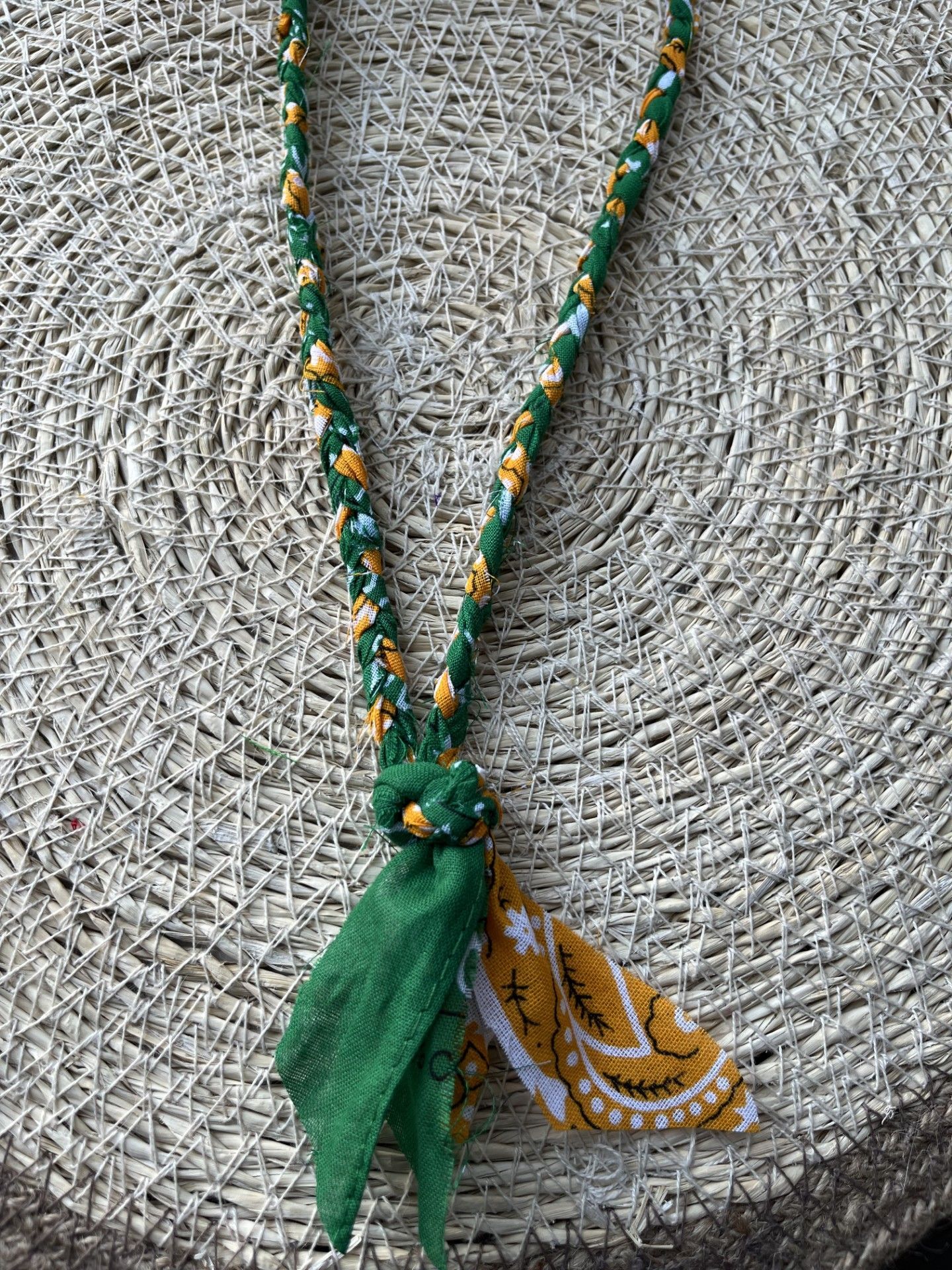 Bandana licht oranje en groen