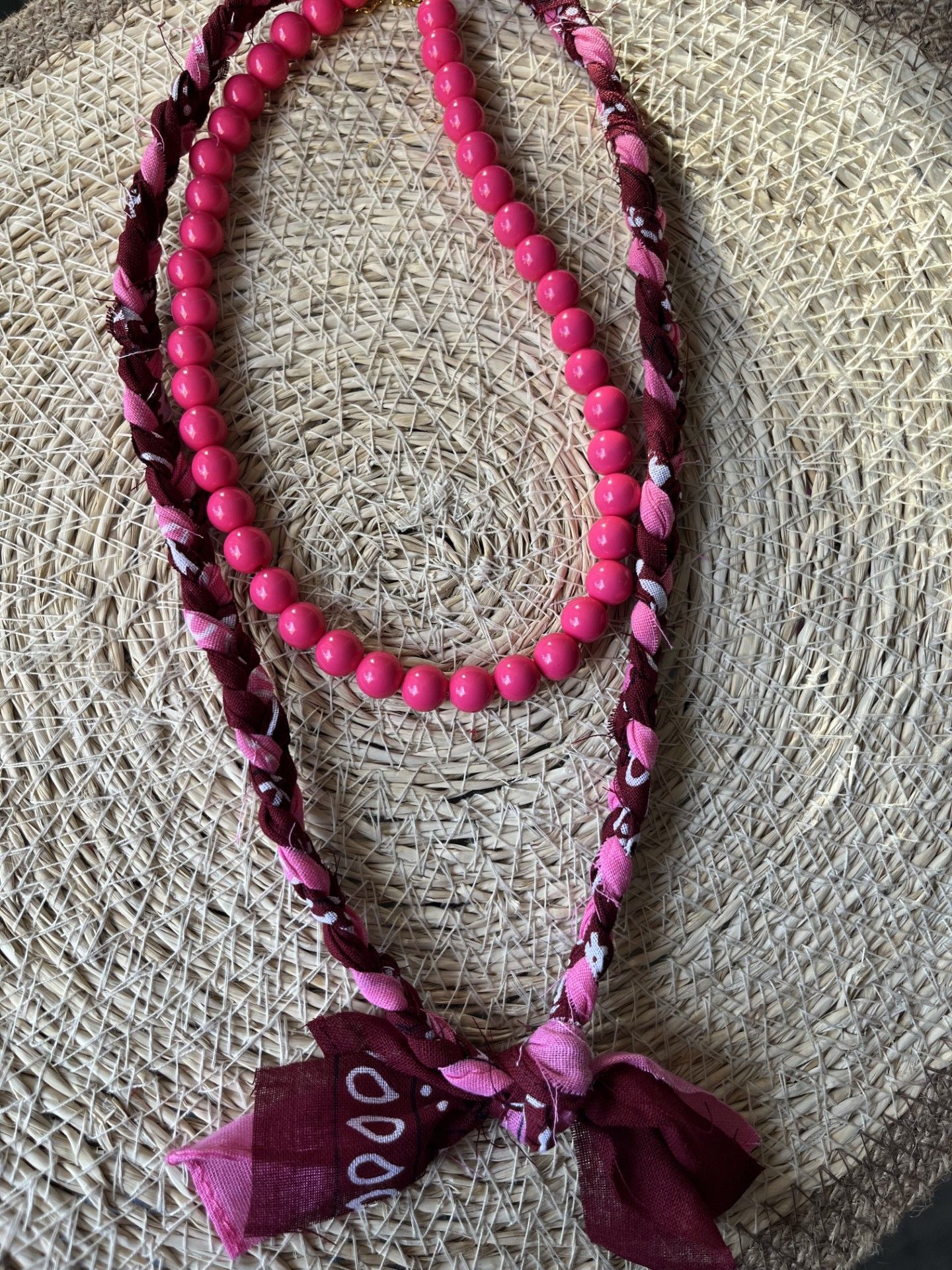 Bandana bordeaux en roze