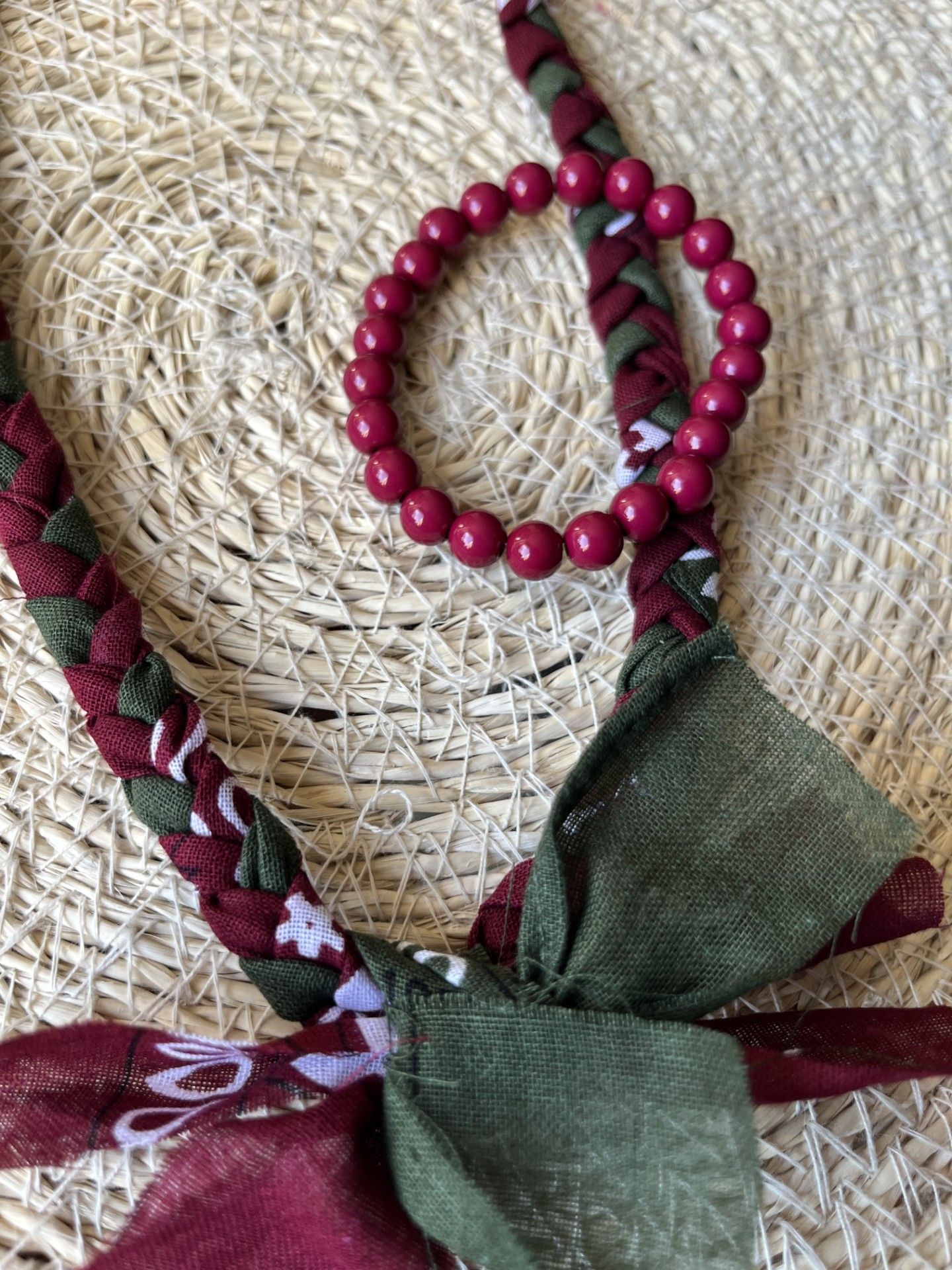 Bandana bordeaux en donkergroen