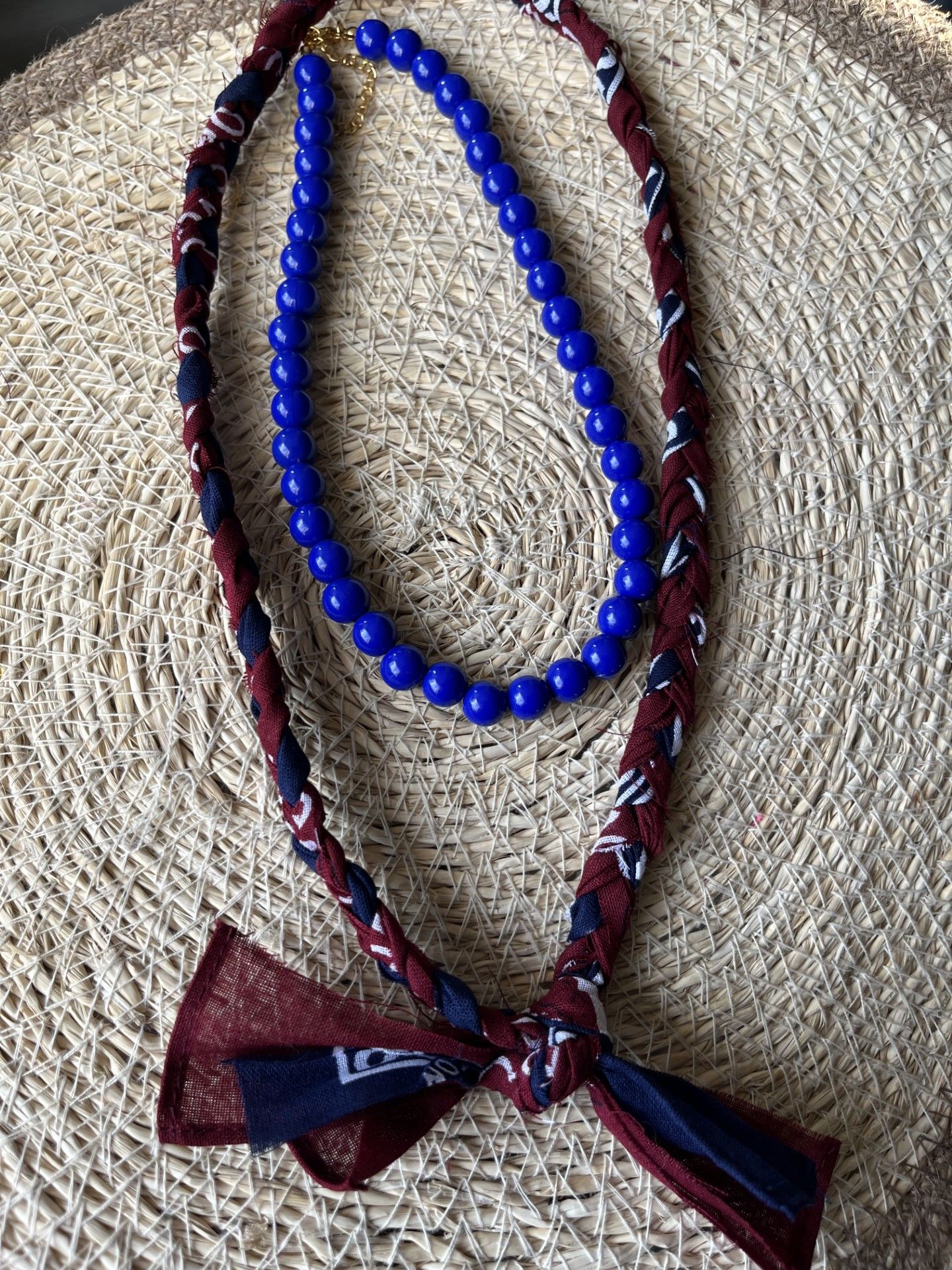Bandana navy en bordeaux