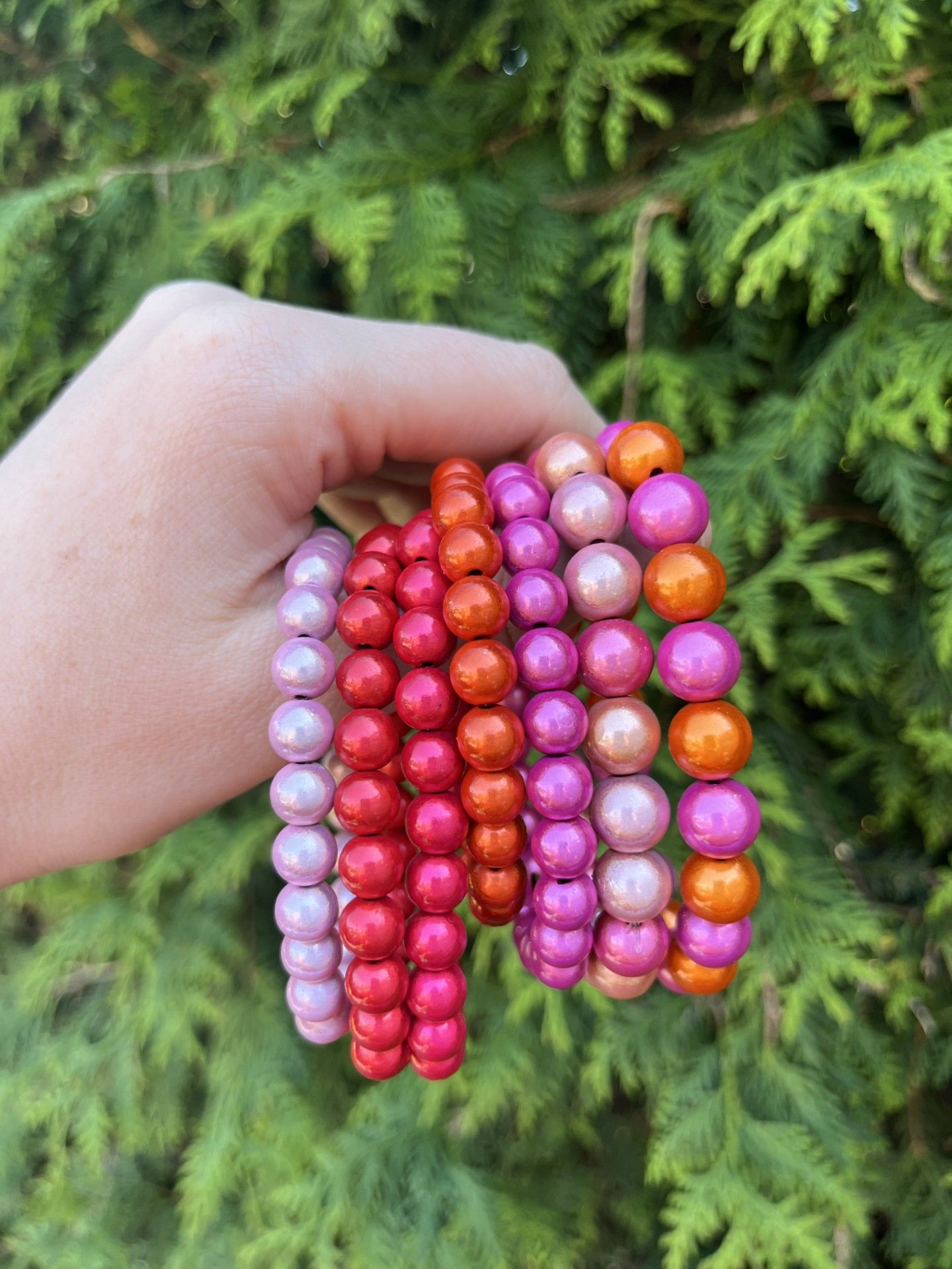 Kralenarmband orange mix