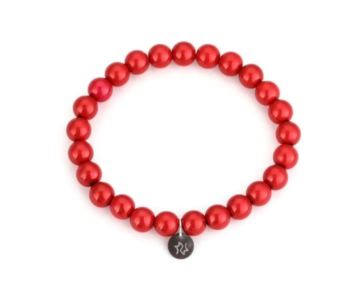 Kralenarmband neon rood