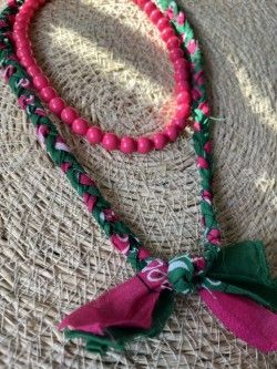 Bandana groen en donkerroze