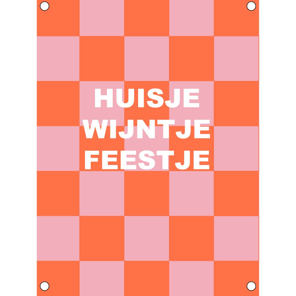 Tuinposter huisje wijntje feestje 60x80