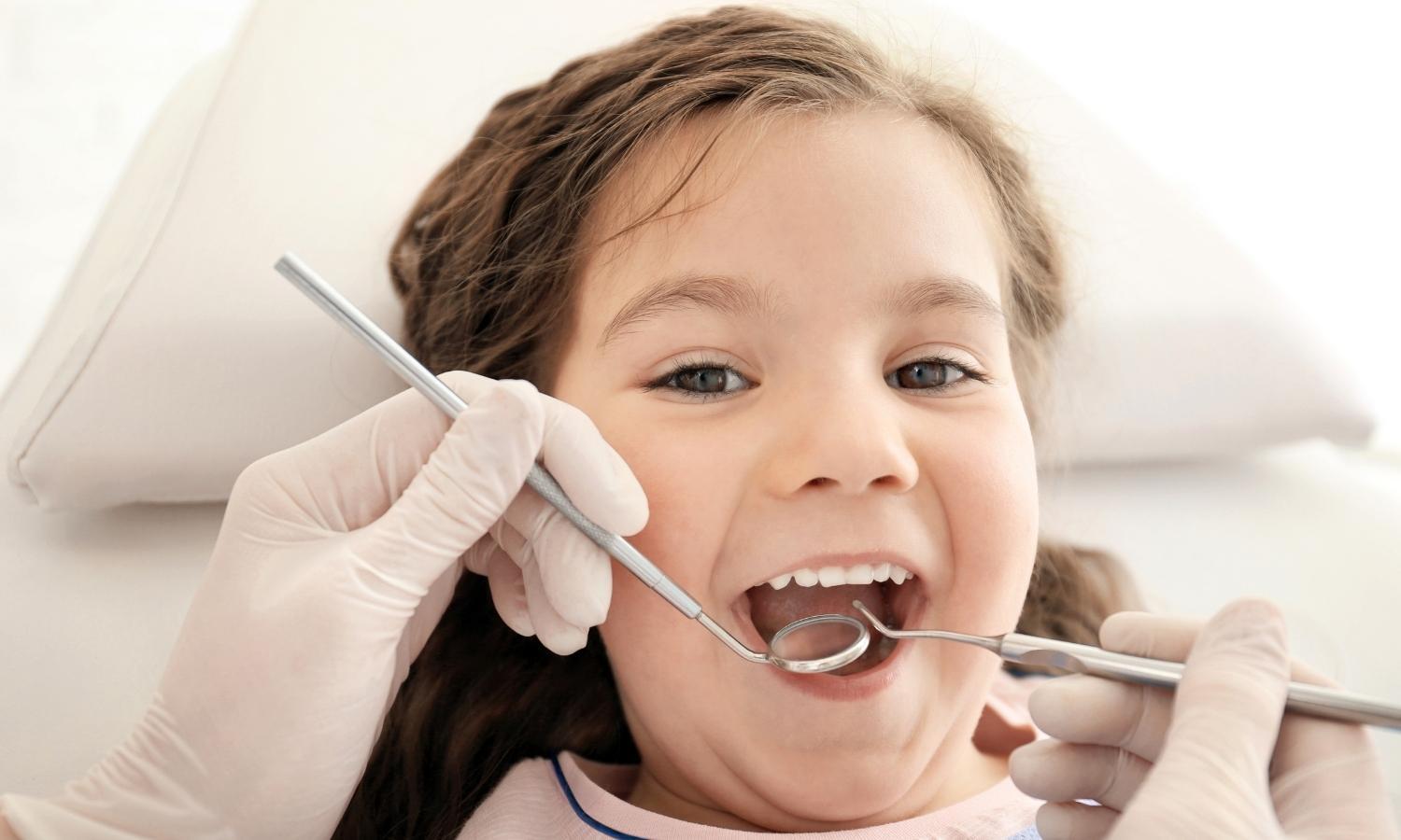 Child getting a dental check