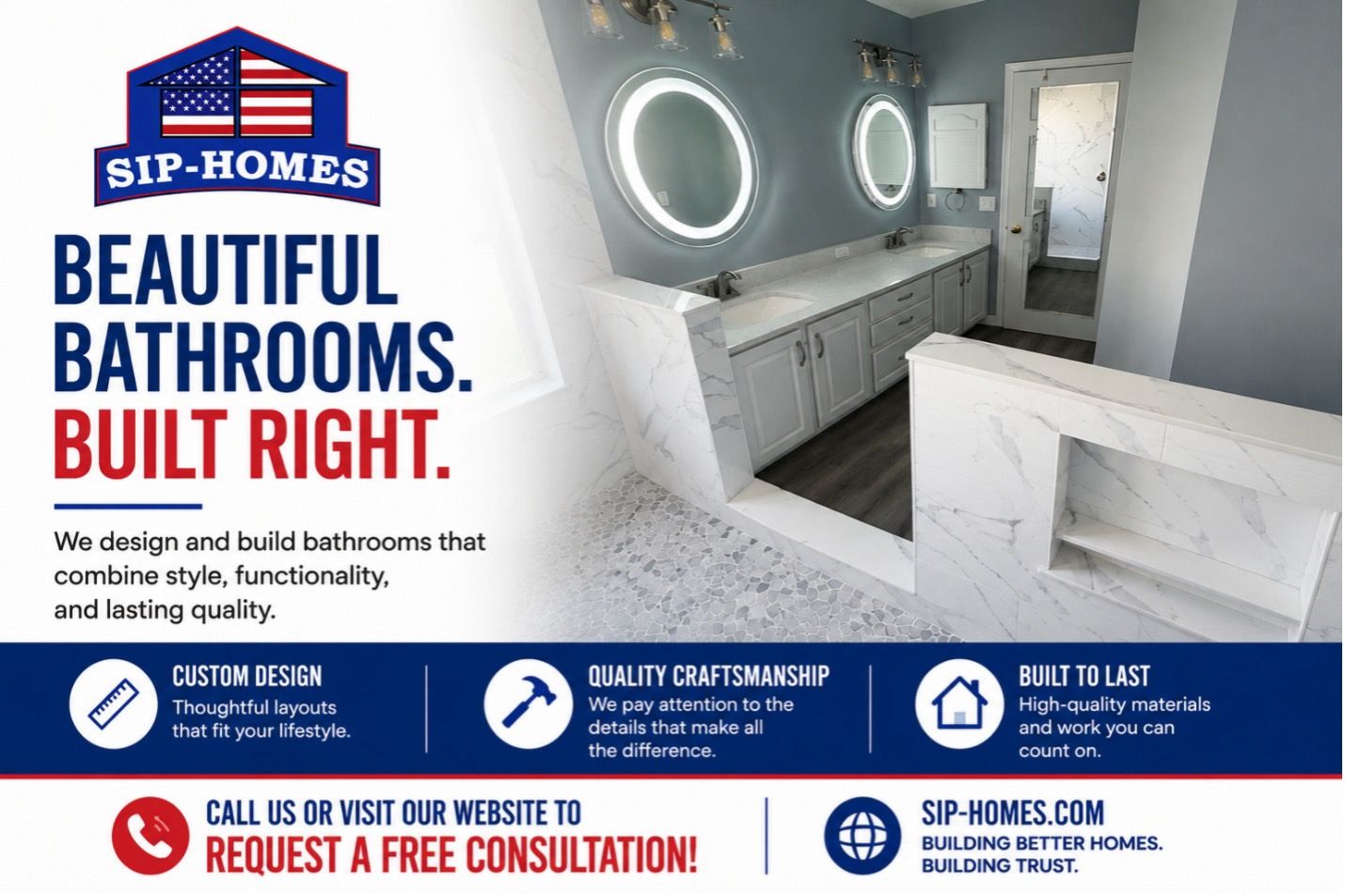 Bathroom remodel completed by SIP Homes in Riverview Florida