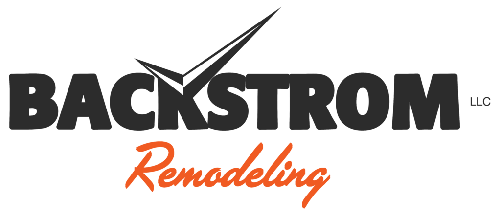 Backstrom Remodeling logo in black and orange text with a roof-line graphic