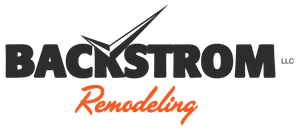 Backstrom Remodeling logo in black and orange text with a roof-line graphic