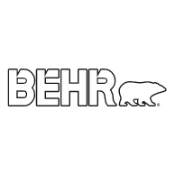 BEHR logo with outlined letters and a bear silhouette on a white background