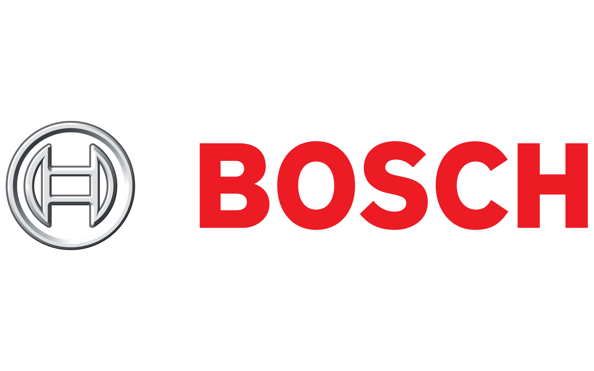 Bosch logo with gray circular emblem and red wordmark on white background