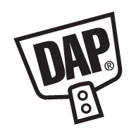 Black-and-white DAP logo with bold tilted letters and a small tool icon below